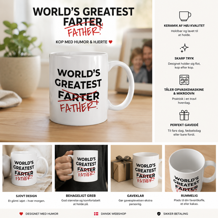 Den Legendariske Far Kop — kaffekop med Worlds Greatest Father tryk